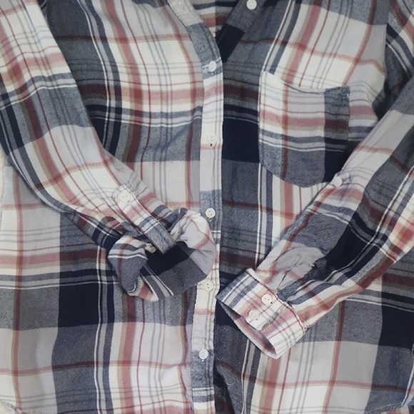 Knox Rose Plaid Lace Back Button Up Soft Boho Flannel Cottagecore Grunge Medium - Picture 8 of 10